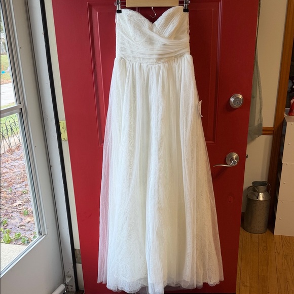 NWT Lulu's Strapless White Tulle Lace Wedding Gown Medium - Picture 4 of 13